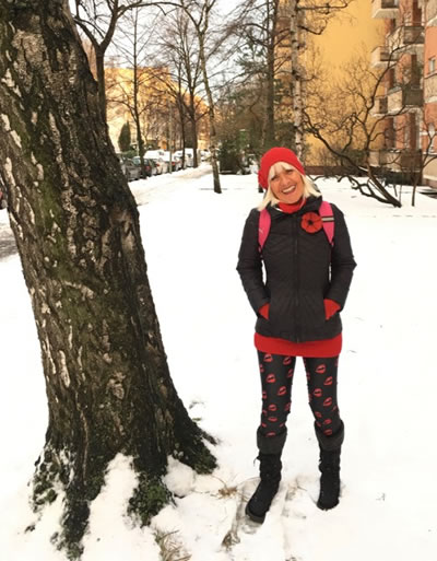 Sue in winter - snow!